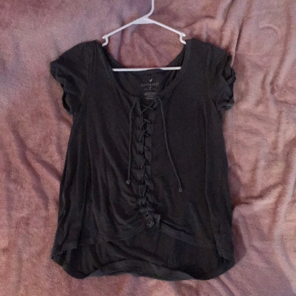 American Eagle tie up tee